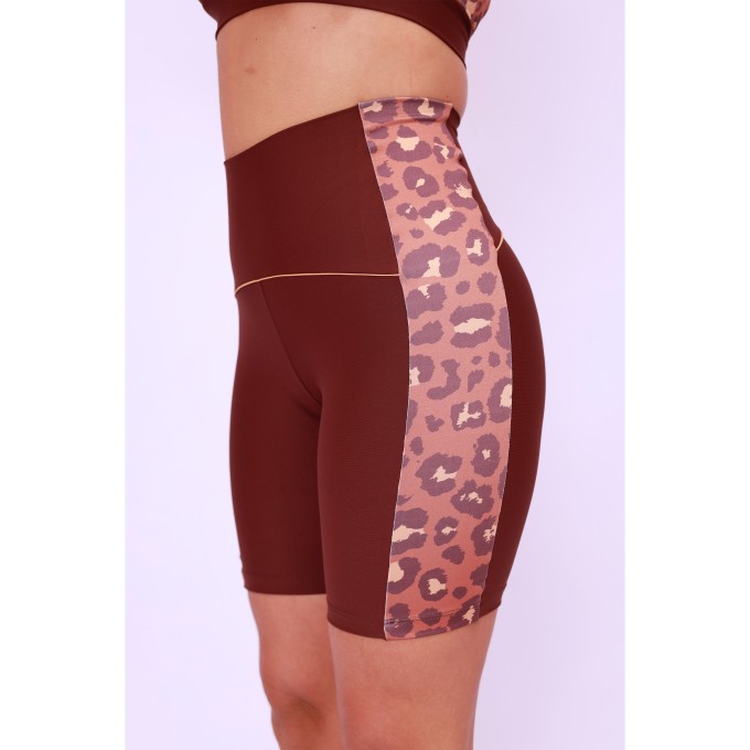 Bermuda Cós Anatômico Lateral Estampada - Onça Chocolate