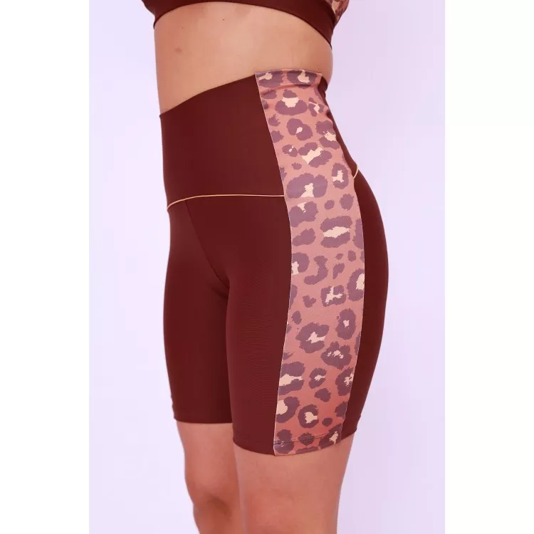 Bermuda Cós Anatômico Lateral Estampada - Onça Chocolate