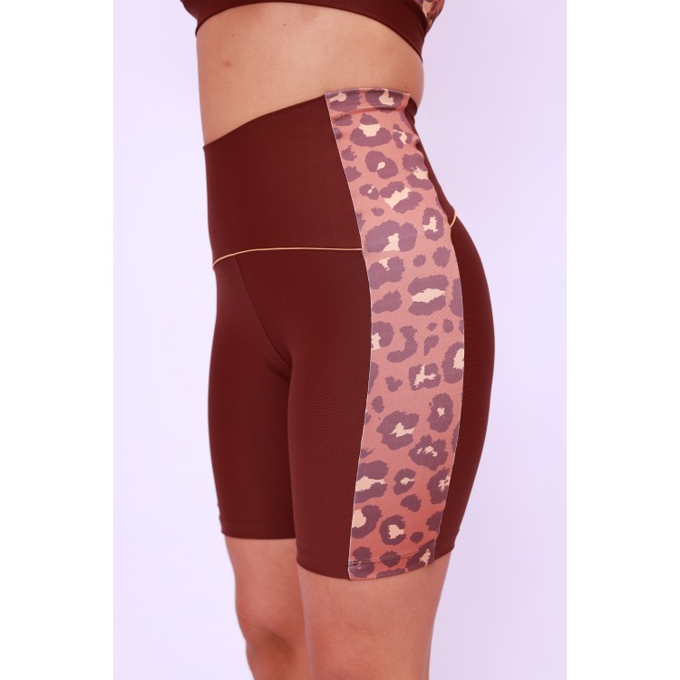 Bermuda Cós Anatômico Lateral Estampada - Onça Chocolate