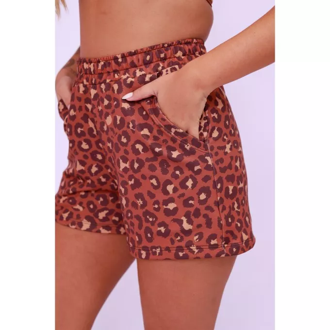 Short Comfy Estampado - Onça Chocolate