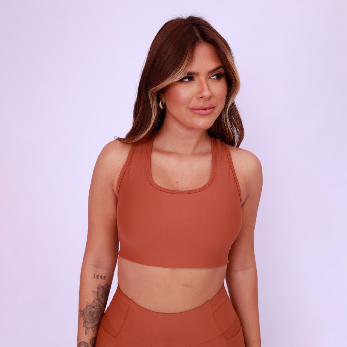 Top Nadador Bolso Running - Chocolate