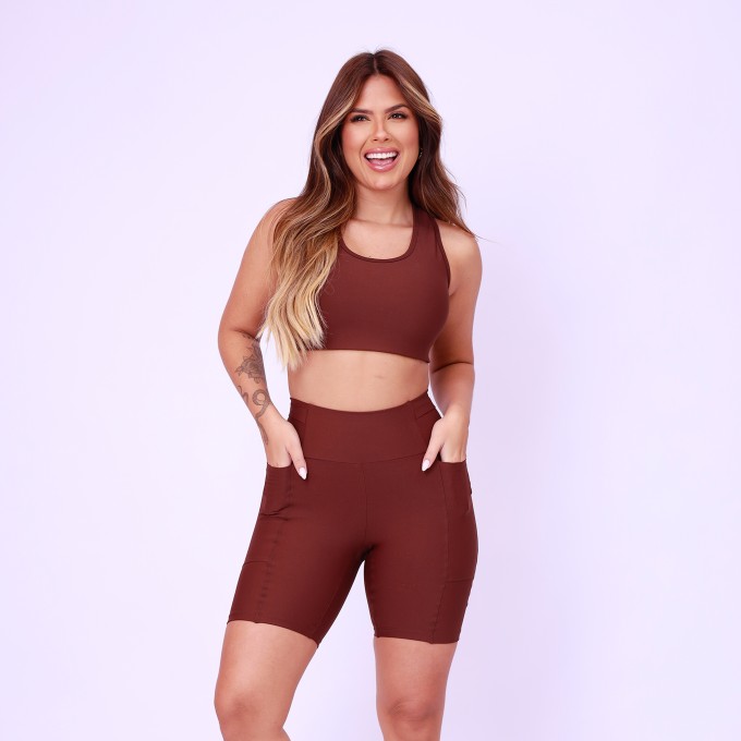 Bermuda com Bolsos Running - Café