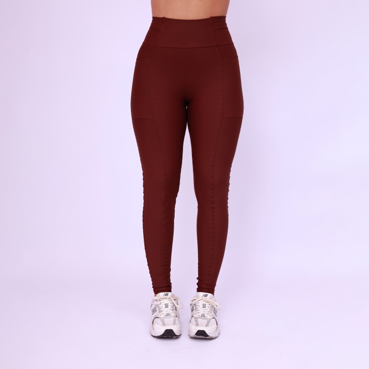 Legging Bolsos Running - Café
