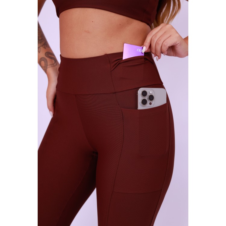 Legging Bolsos Running - Café