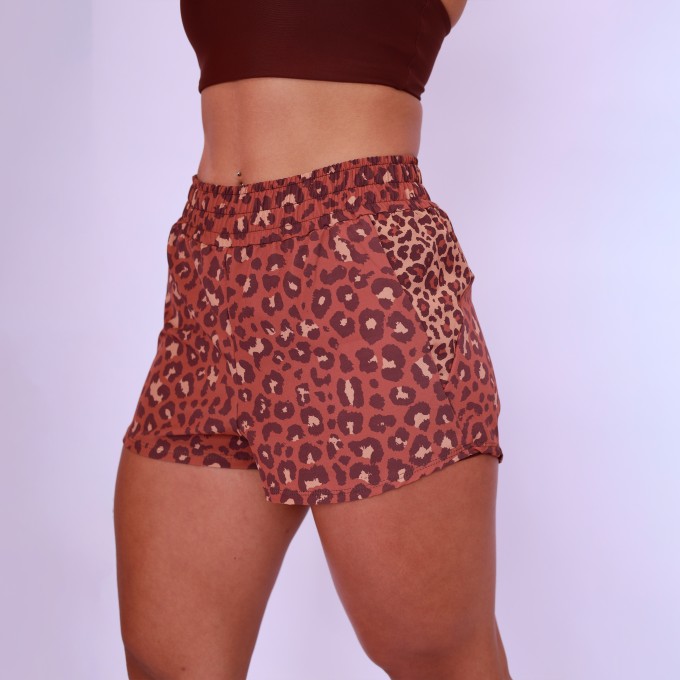 Short Duplo High Tech Estampado - Onça Chocolate & Café