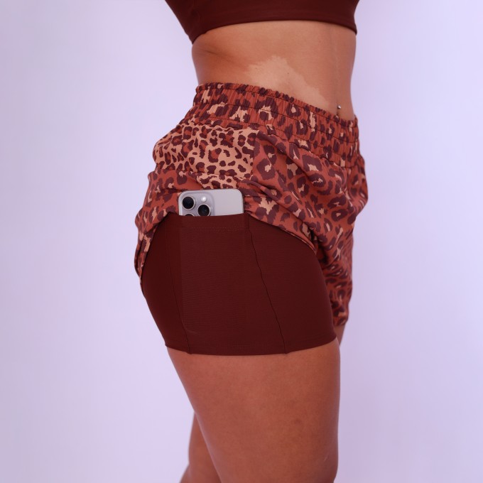 Short Duplo High Tech Estampado - Onça Chocolate & Café