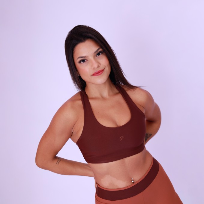 Top Nadador Slim Dupla Face - Chocolate & Café