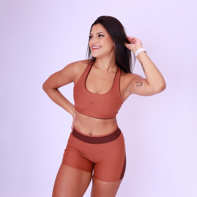 Top Nadador Slim Dupla Face - Chocolate & Café