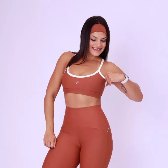 Top Alcinha Nadador Bicolor - Chocolate & Off White