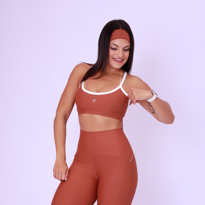 Top Alcinha Nadador Bicolor - Chocolate & Off White