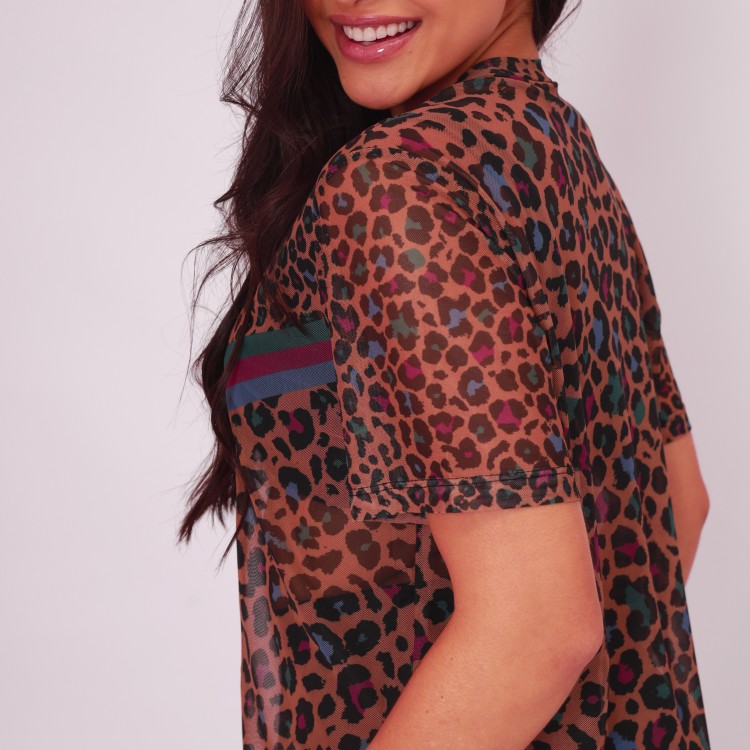 Camisão de Tule Estampado - Onça Color