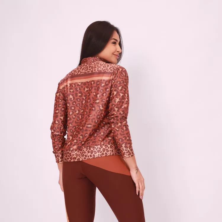 Jaqueta Básica Estampada - Onça Chocolate
