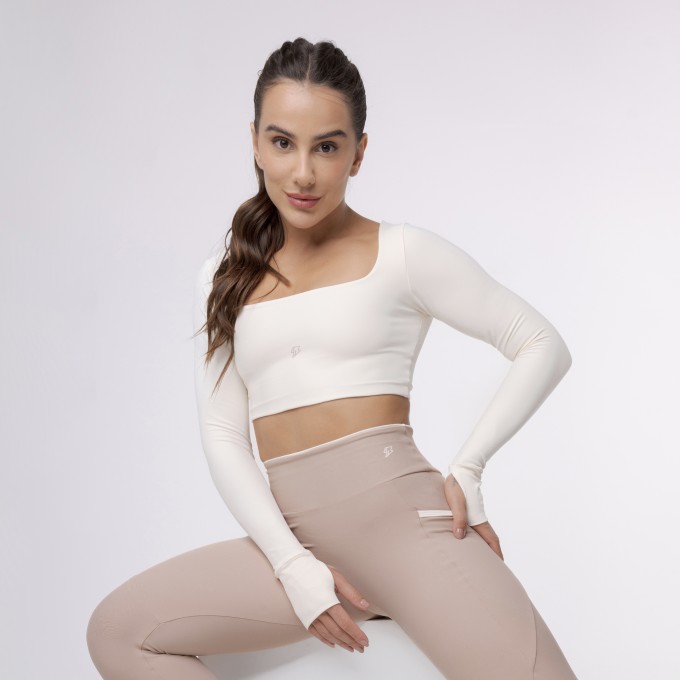 Top Cropped Manga Longa Sleek - Off White