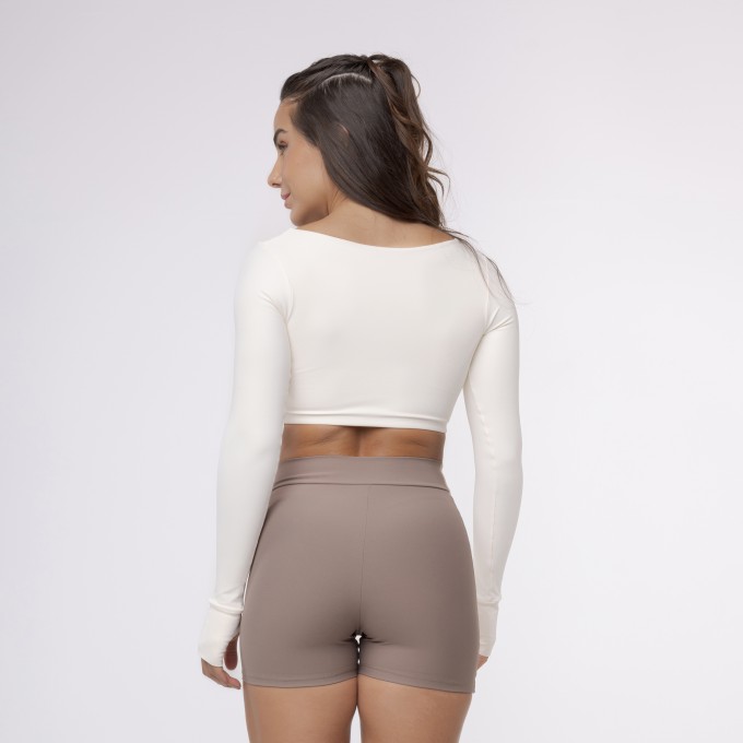 Top Cropped Manga Longa Sleek - Off White