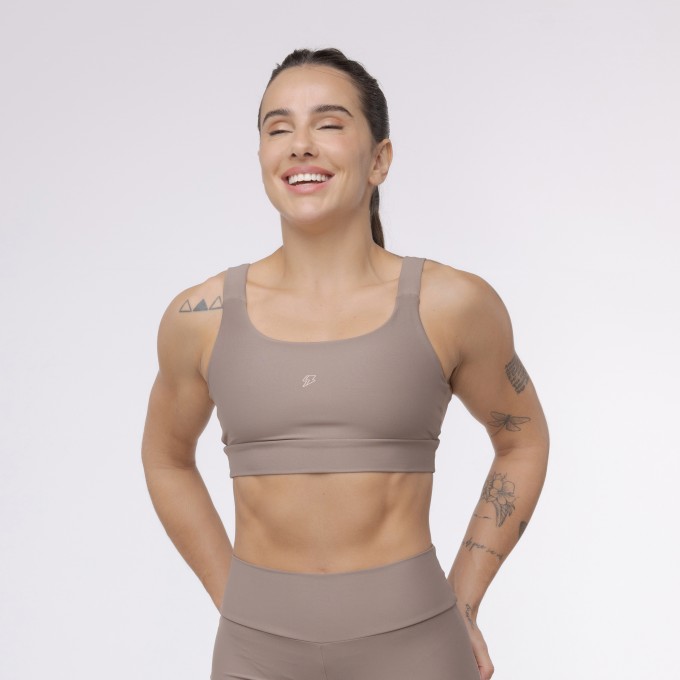 Top Camiseta Alça Elástico - Marrom Trufa
