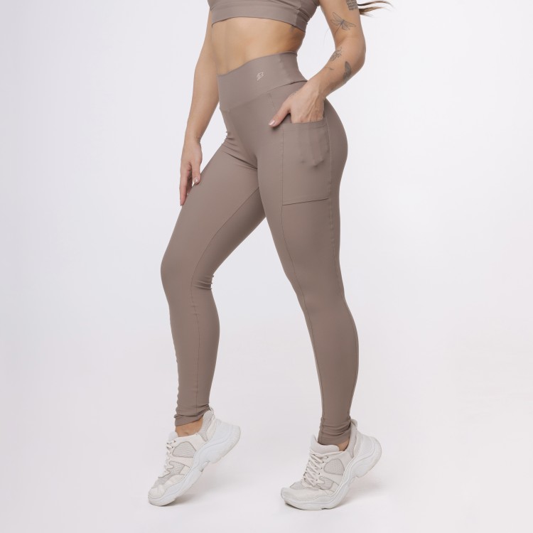 Legging Básica com Bolso - Marrom Trufa