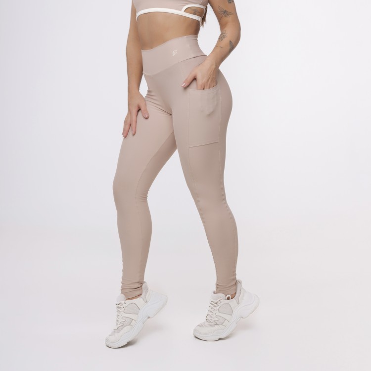 Legging Básica com Bolso - Café com Leite