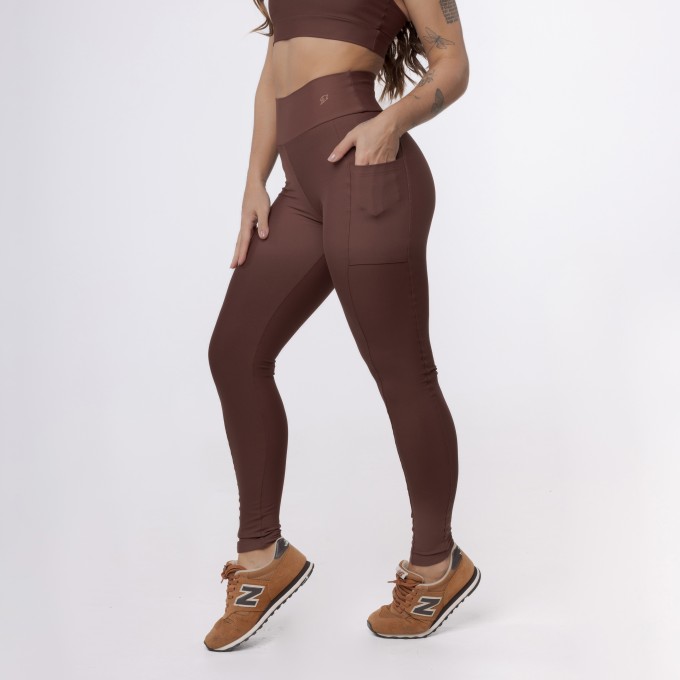 Legging Básica com Bolso - Café