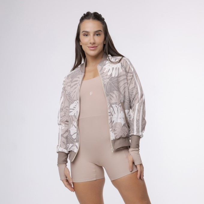 Jaqueta Bomber High Tech Estampada - Costela Nude