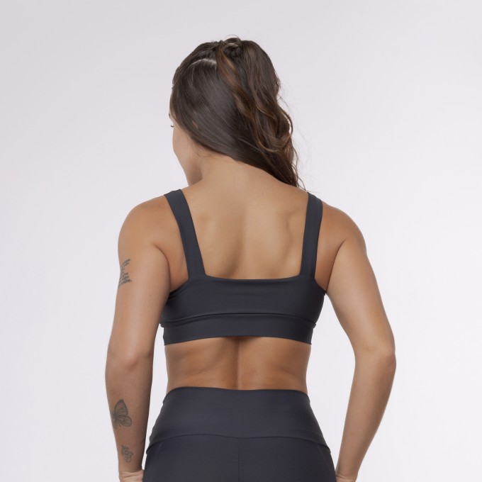 Top Camiseta Alça Elástico - Preto