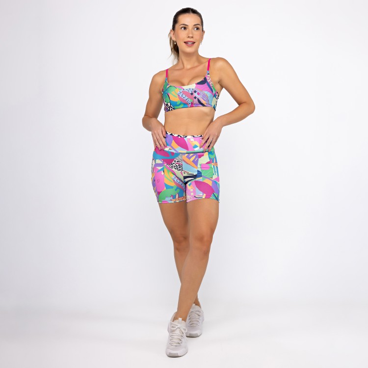 Conjunto Top Alcinha Dupla Face & Short Alongado - Patch Tropic