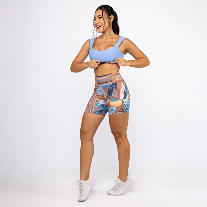 Conjunto Top Vintage Dupla Face & Short Alongado Tropic Pineapple