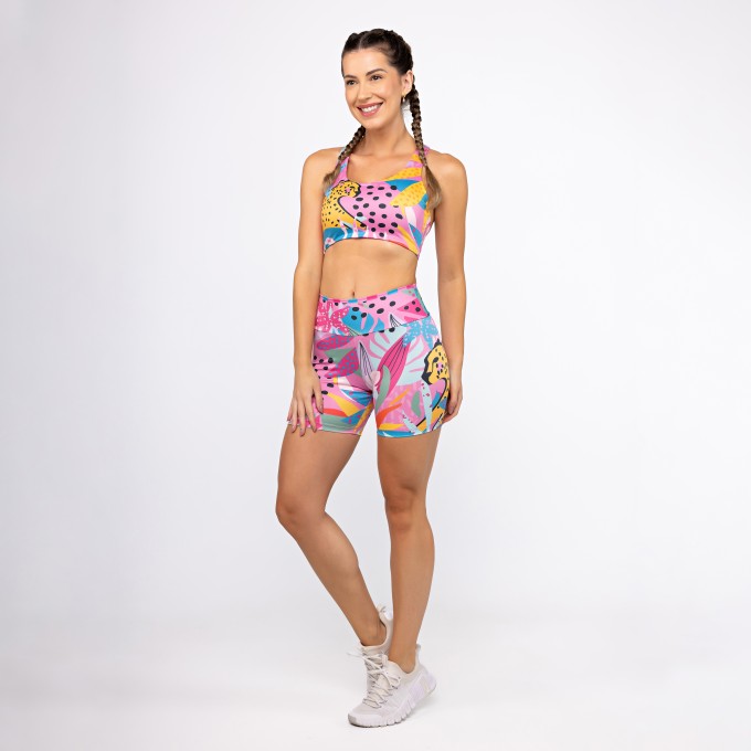 Conjunto Top Nadador Dupla Face & Short Alongado - Onça Pop