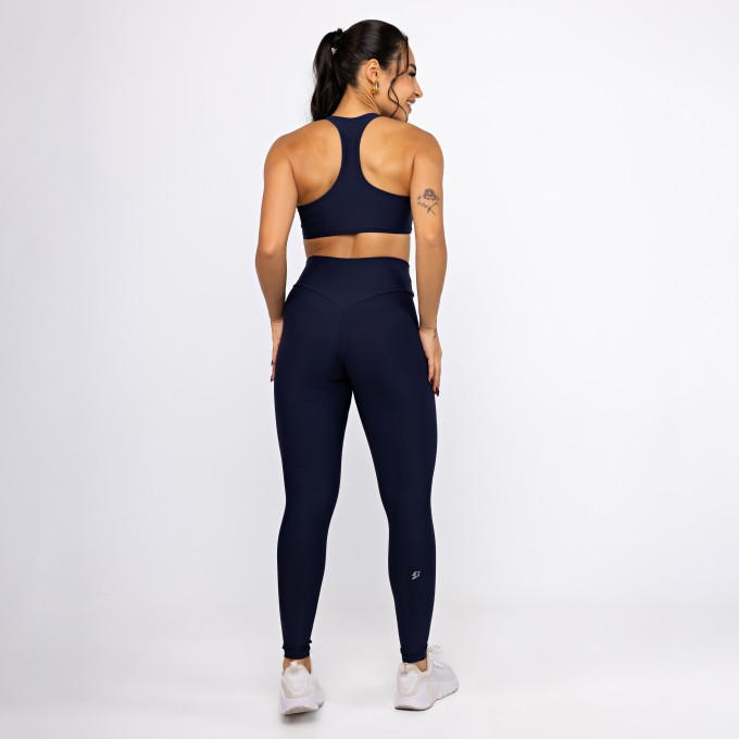 Conjunto Top Nadador & Legging Shape - Marinho Dark