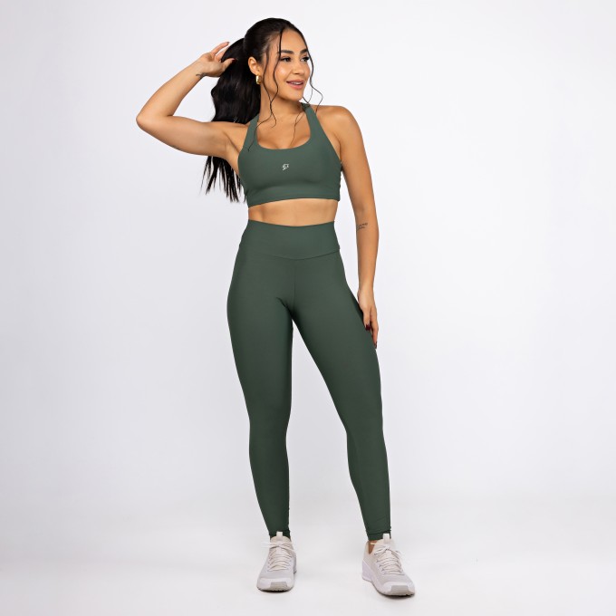 Conjunto Top Nadador & Legging Shape - Verde Escuro