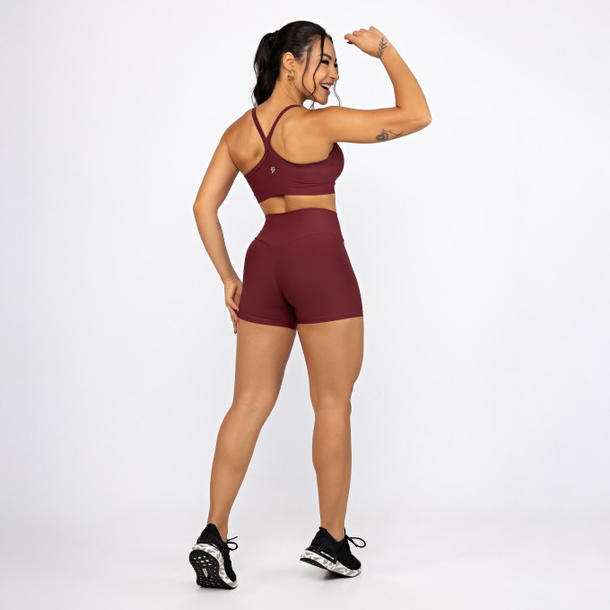 Conjunto Top Alcinha & Short Shape - Bordô