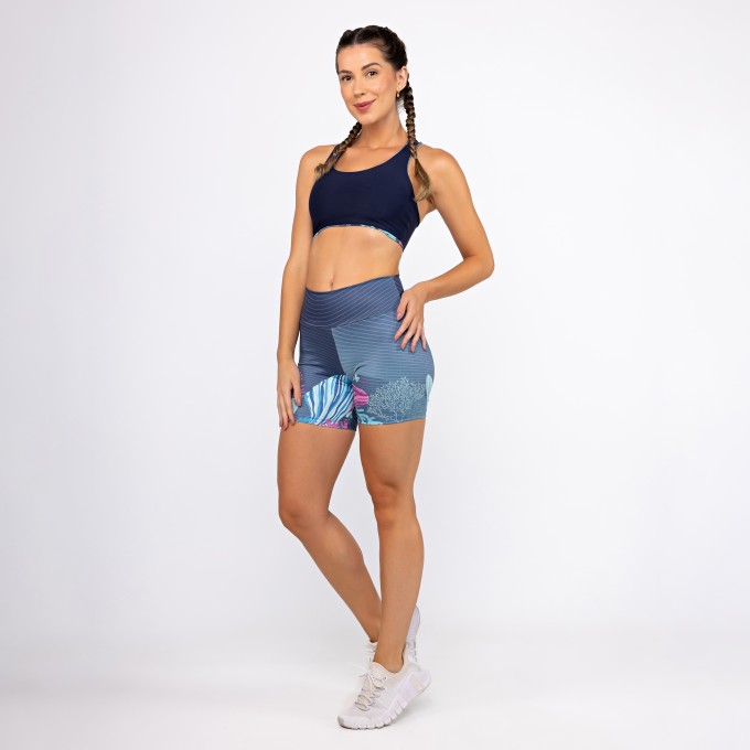 Conjunto Top Nadador Dupla Face & Short Alongado - Deep Ocean