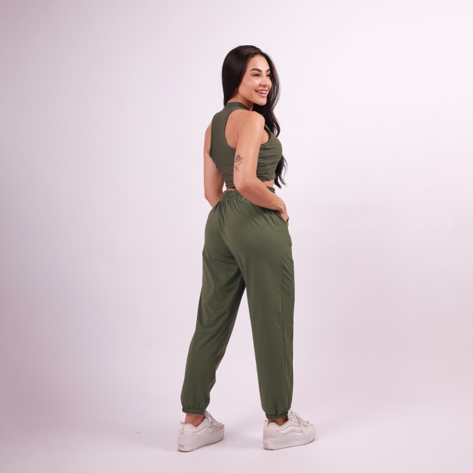 Calça Jogger Bolso Tech Fit - Verde Oliva