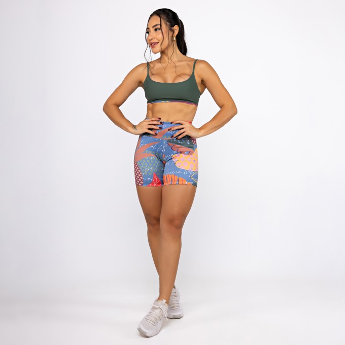 Conjunto Top Alcinha Dupla Face & Short Alongado - Tropical Fresh