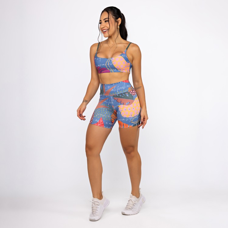 Conjunto Top Alcinha Dupla Face & Short Alongado - Tropical Fresh