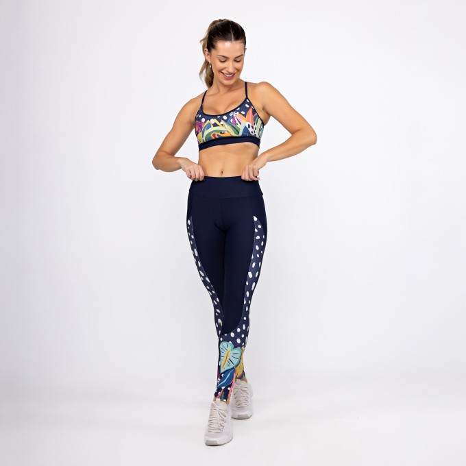 Conjunto Top Nadador Alcinha & Legging Contour Fit Est - Folhagem