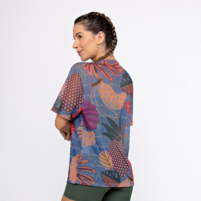 Camisão de Tule Estampado - Tropical Fresh