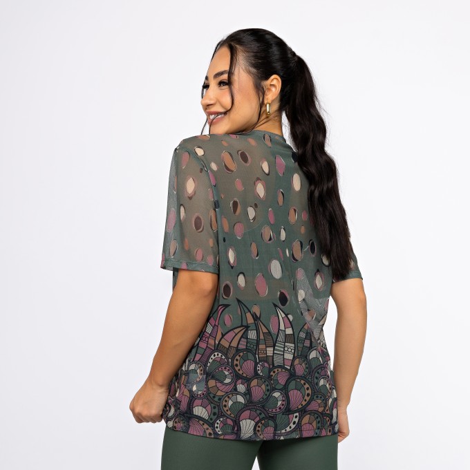 Camisão de Tule Estampado - Jardim de Inverno