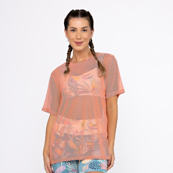 Camisão de Tule - Salmão