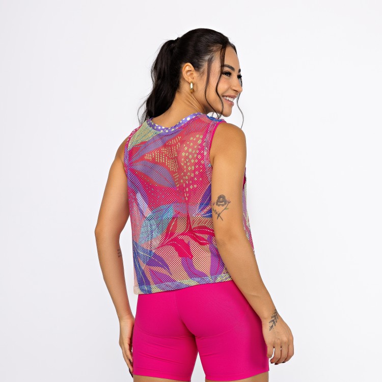 Regata Cropped Tela Estampada - Color Leaf