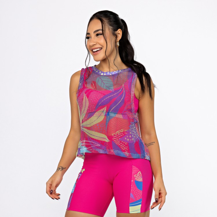 Regata Cropped Tela Estampada - Color Leaf