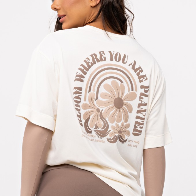 T-shirt Oversized Sport Happy Mind - Off White