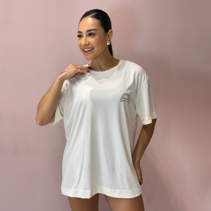 T-shirt Oversized Sport Happy Mind - Off White
