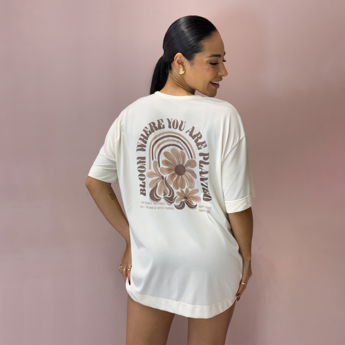 T-shirt Oversized Sport Happy Mind - Off White