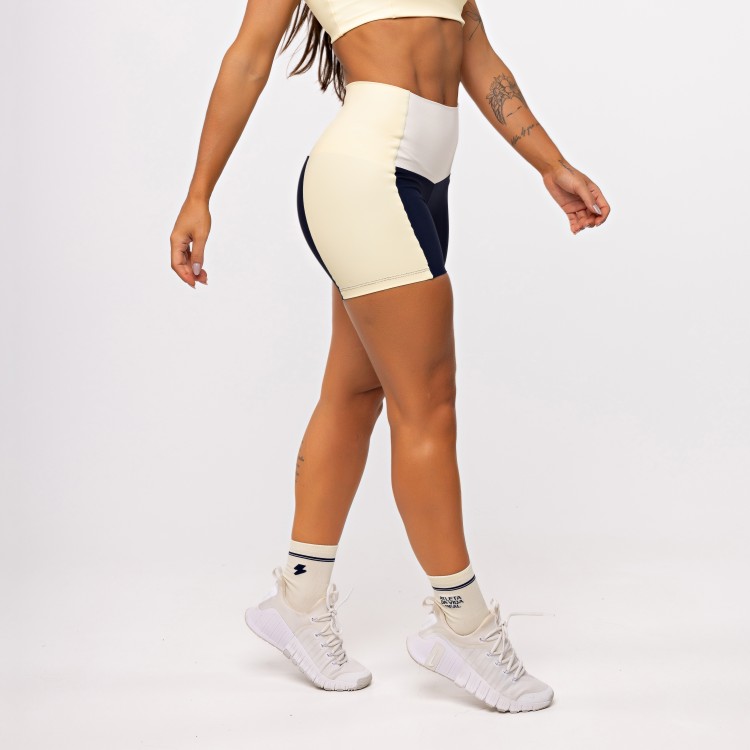 Short Alongado Blocks Tricolor - Tricolor Manteiga