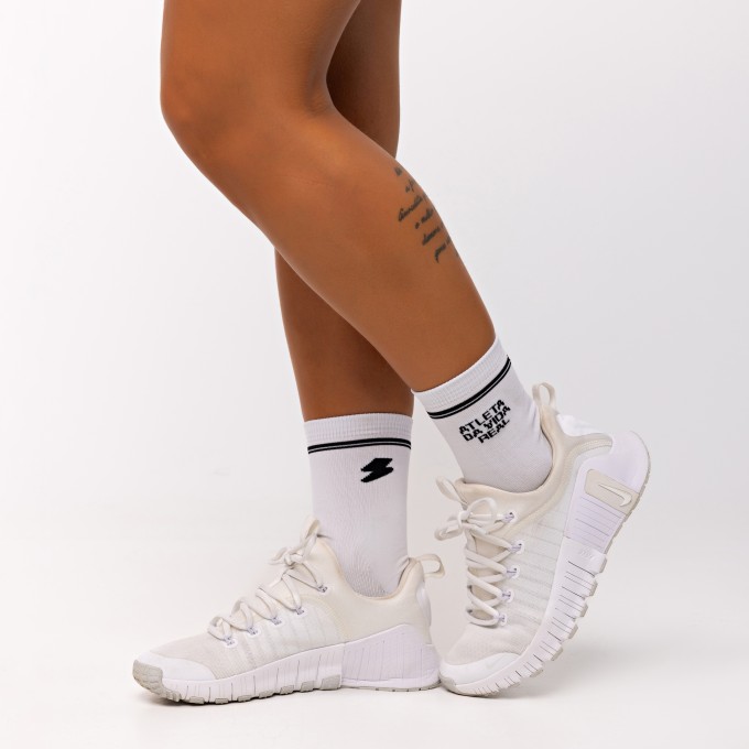 Meia Daily Atleta da Vida Real Poliamida - Branco & Preto