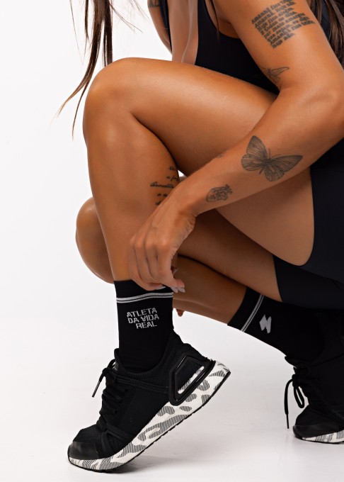 Meia Daily Atleta da Vida Real Poliamida - Preto & Branco