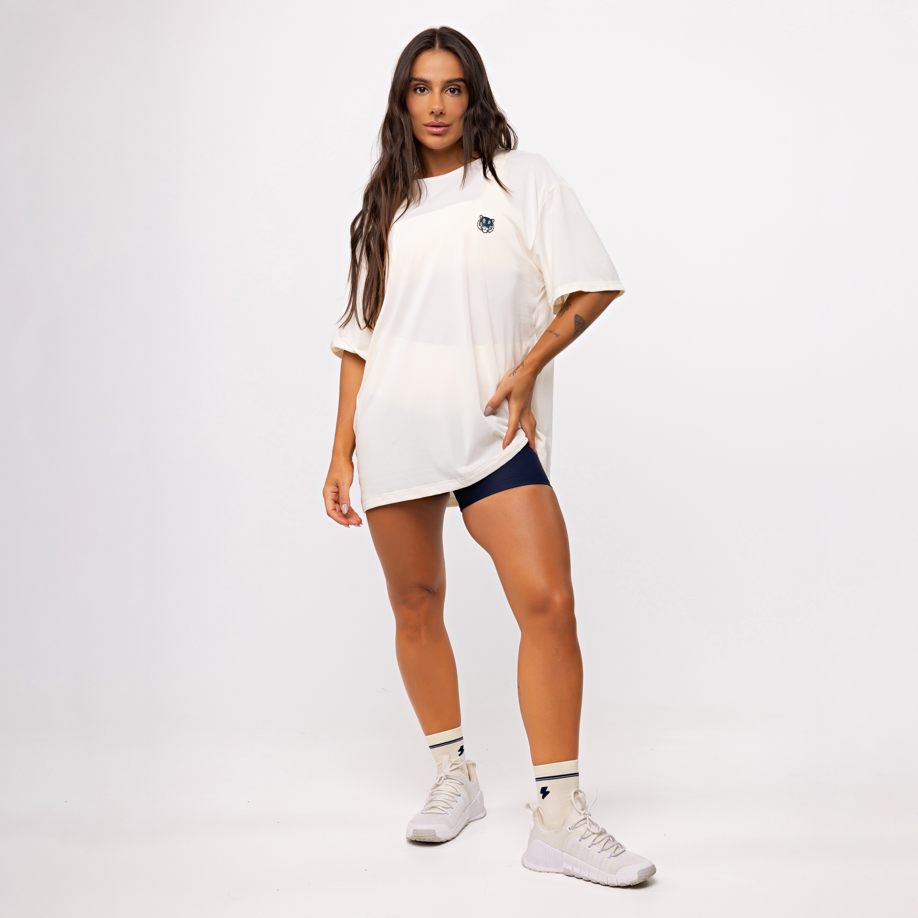 OXG × YUEQI QI Football Oversized Tee T-shirt Oversized Sport College League - Off White - Eletrika