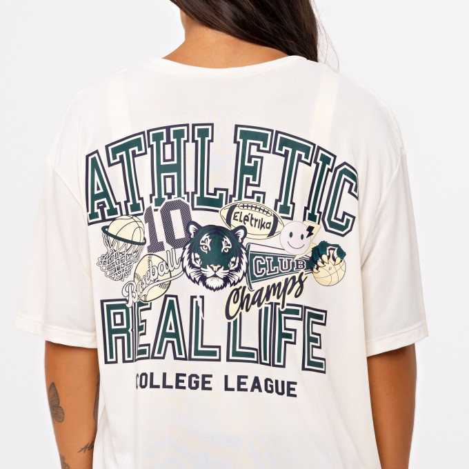 T-shirt Oversized Sport College League - Off White