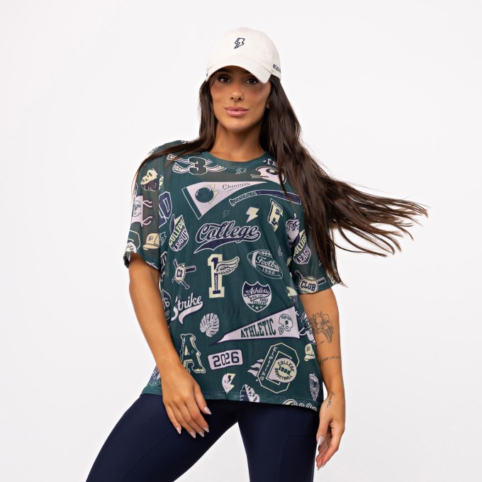 Camisão de Tule Estampado - College