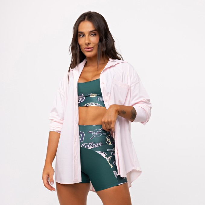 Camisa Oversized Athleisure Tech - Rosa Bebê
